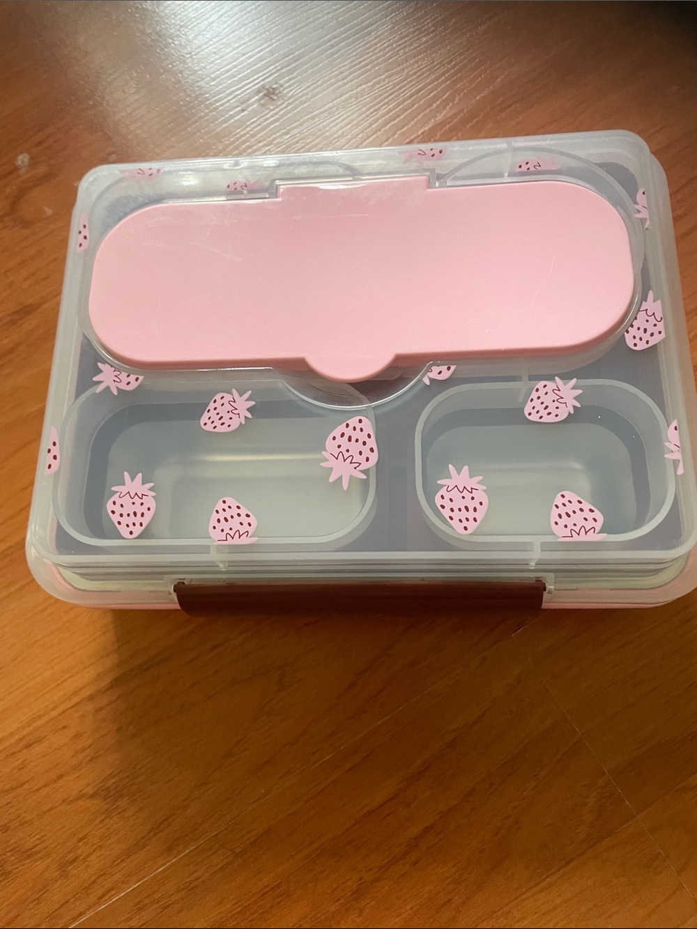 Cat & Jack Pink Strawberry-Print food box - Compact Bento Box